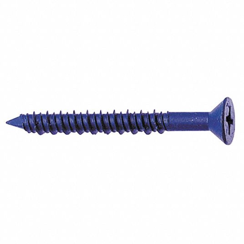 1/4 x 1-3/4 Aerosmith Blue-Coated Concrete Screws / Phillips Flat / Steel / 1000 Hour Coating