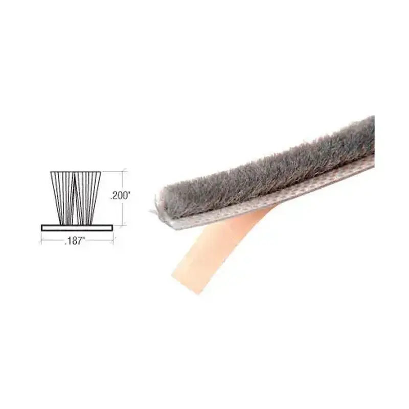 CRL A1875C-CCP4 Gray .187" Backing Width Adhesive Backed Windo-Pile -  4 inch Sample