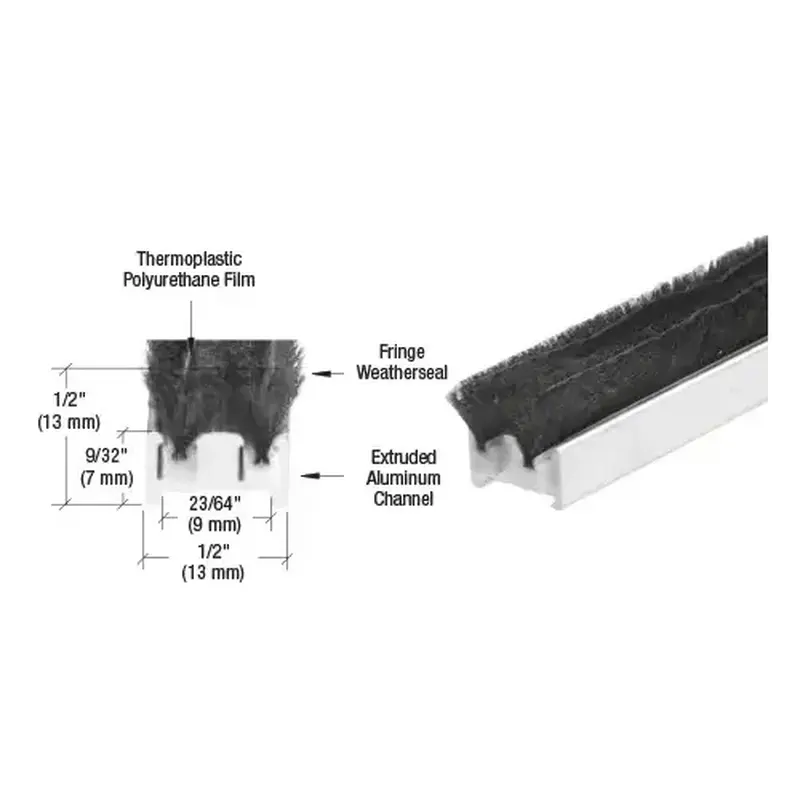 CRL R011G96L 96" Narrow Commercial Door Astragal with Weatherstrip Mill