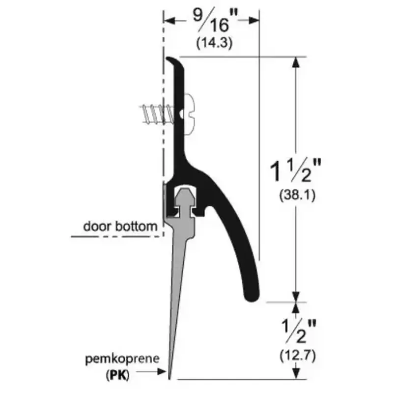 Pemko 345APK36 36" (3') Aluminum Retainer with Rain Drip and PemkoPrene Brush Mill Finish Aluminum Finish