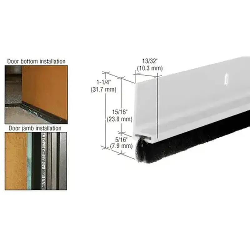 Brixwell FS77A-CCP12 Satin Anodized Finned Door Sweep -  12" Stock Length