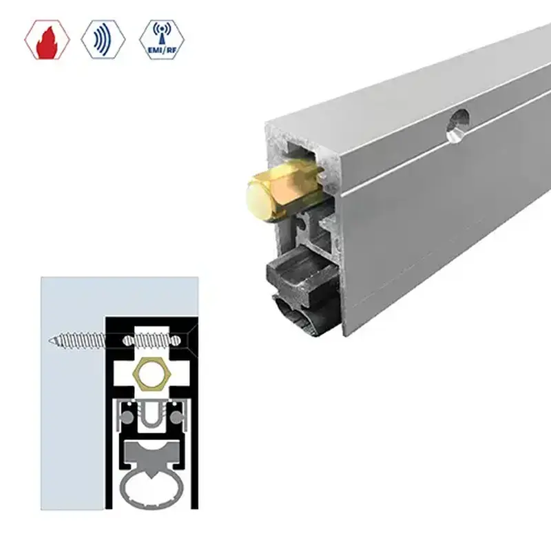 Brixwell 7663BK-SL-84 84" Semi-Mortised Automatic Door Bottom (29/32" by 1-15/16") Black Anodized Aluminum
