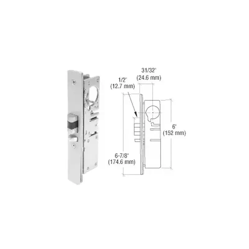 CRL DL2140ALH 31/32" Backset Narrow Stile Left Hand Deadlatch Lock Aluminum