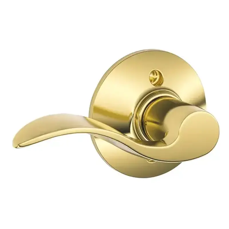 Schlage F170VACC605LH F Series F170V ACC 605 LH Dummy Door Lock, Mechanical Lock, Bright Brass, Lever Handle, Metal, Residential