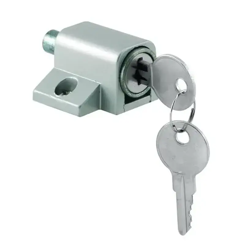 Prime-Line U9861 Sliding Door Lock, Different Key, Zinc, Aluminum, 3/16, 1/8, 1/4 in Thick Door Gray