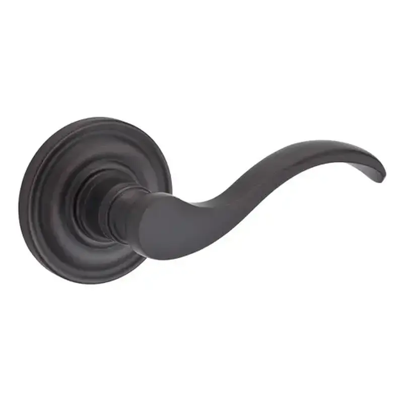 Baldwin PV-CUR-R-TRR-112 Privacy Right Hand Curved Lever and Traditional Round Rose with 6AL Latch and Dual Strike Venetian Bronze Finish
