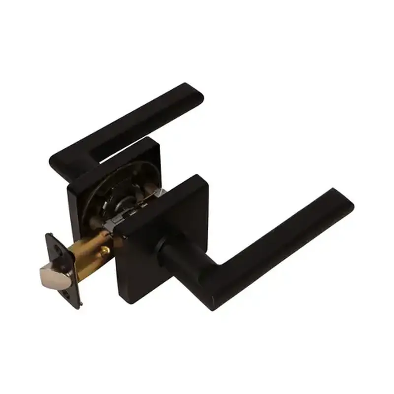 Pamex FLSP04 Onyx Lever with Square Rose Half Dummy Lockset Grade 3 Matte Black Finish