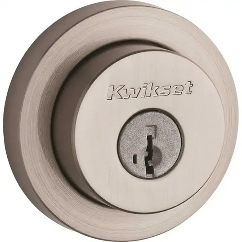 Kwikset 158RDT-15S Milan Round Single Cylinder Deadbolt SmartKey with RCAL Latch and RCS Strike Satin Nickel Finish