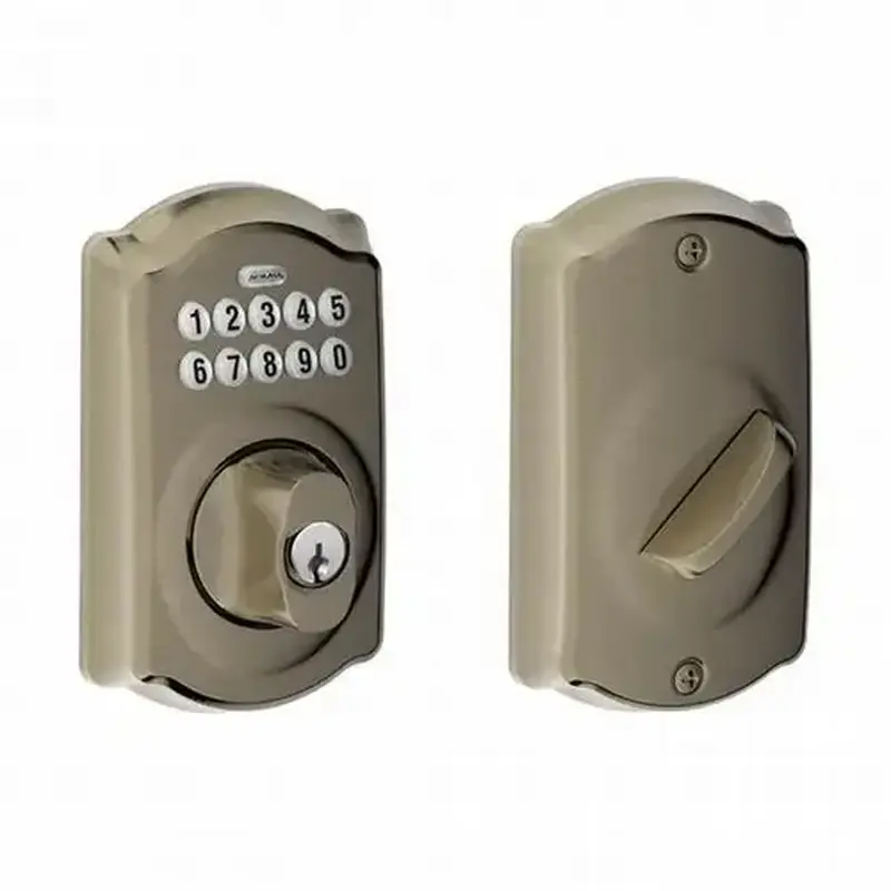 Schlage Residential BE365 CAM 620 Camelot Electronic Keypad Deadbolt C Keyway with 12287 Latch and 10116 Strike Antique Nickel Finish