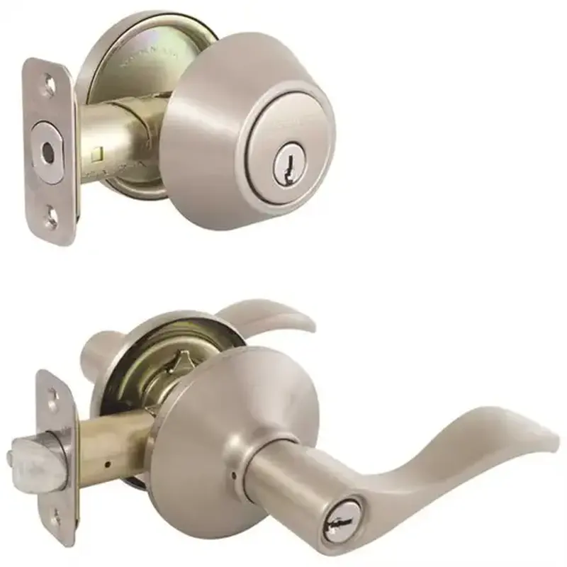 Defiant MYEX2L1B-K-KD Naples Satin Nickel Entry Lever and Single Cylinder Deadbolt Combo Pack