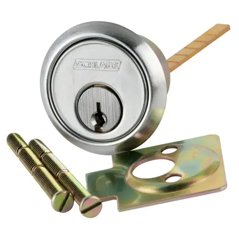 Schlage Commercial 20-022FG 626 Rim Cylinder, 6-pin, FG Keyway, Keyed Different, Horizontal Tailpiece Cam, 2 Keys, Satin Chrome Finish, Non-handed Satin Chrome