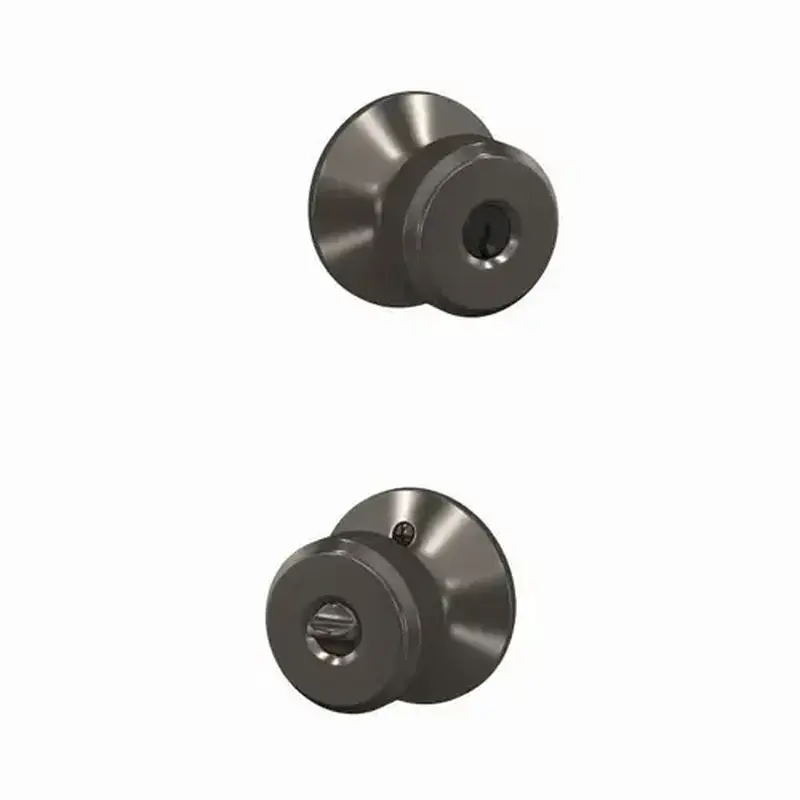 Schlage Custom F51ABWE530KIN Bowery Knob with Kinsler Rose Keyed Entry Lock C Keyway with 16211 Latch and and 10063 Strike Black Stainless Finish