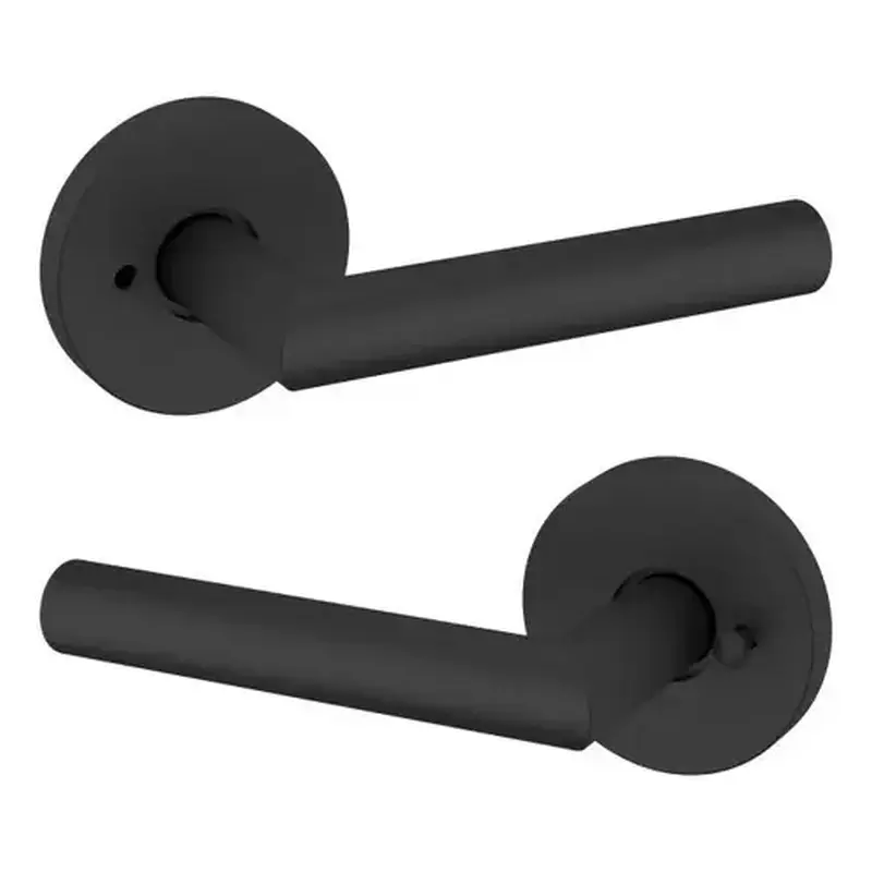 Baldwin 5173190PRIV Preconfigured 5173 Lever with 5146 Rose Privacy Lock with 2-3/8" Backset and Full Lip Strike Satin Black Finish