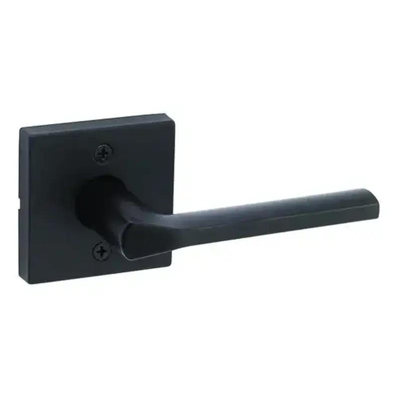 Kwikset 788LSLSQT-514 Lisbon Lever with Square Rose Half Dummy Door Lock Iron Black Finish