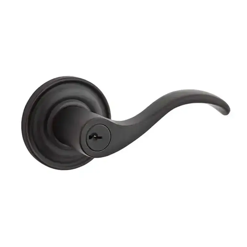 Baldwin EN-CUR-TRR-112 Entry Curve Lever and Traditional Round Rose with 6AL Latch and Dual Strike Venetian Bronze Finish