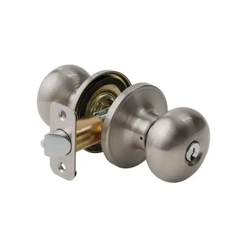 Pamex FTFP00 Baron Knob with Round Rose Keyed Entry Lockset Grade 3 with KW1 Keyway Satin Nickel Finish