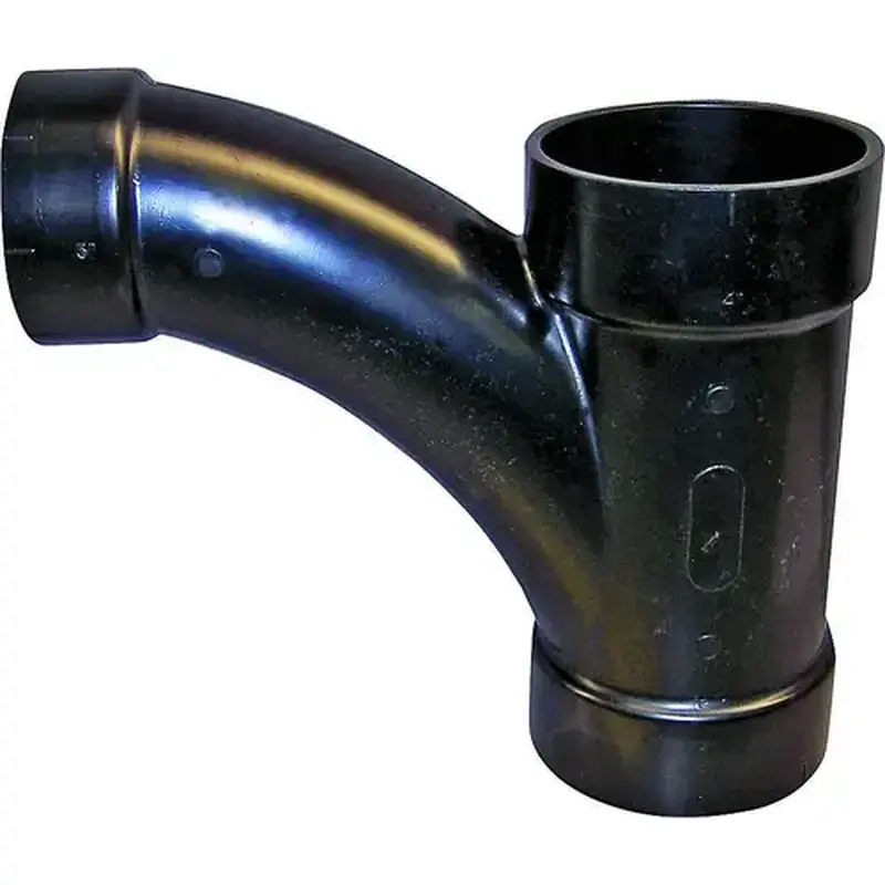 CANPLAS 104338BC Reducing Combination Tee Pipe Wye, 4 x 4 x 3 in, Hub, ABS, Black