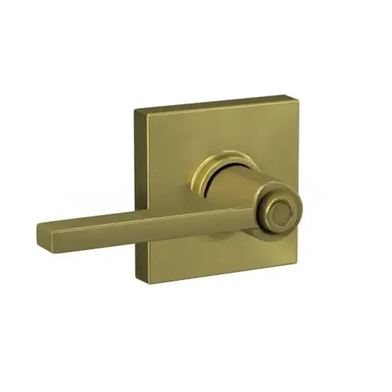 Schlage Residential F40LAT608COL Latitude Lever with Collins Rose Privacy Lock with 16080 Latch and 10027 Strike Satin Brass Finish