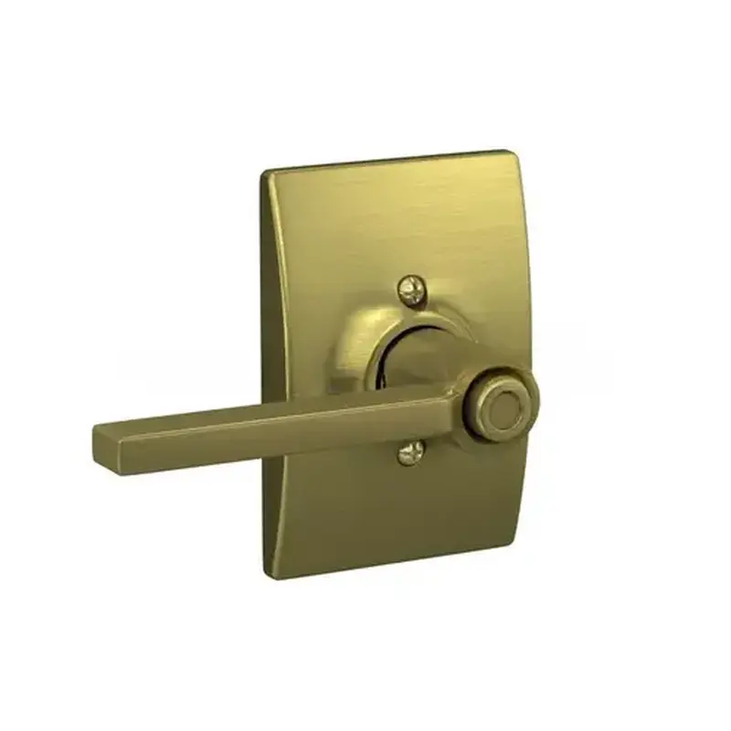 Schlage Residential F40LAT608CEN Latitude Lever with Century Rose Privacy Lock with 16080 Latch and 10027 Strike Satin Brass Finish