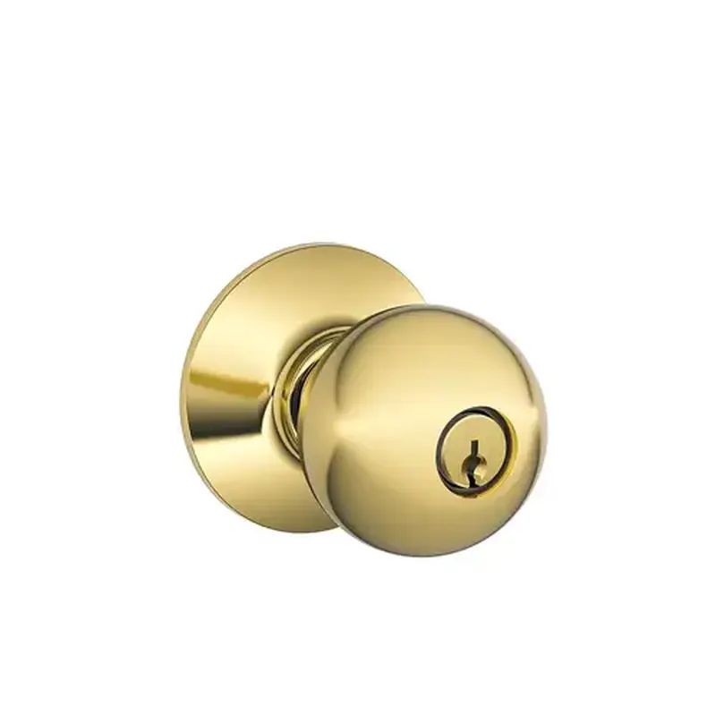 Schlage Residential F51AF-ORB-605-16-203-10-027 F51AF Orbit Keyed Entry Knob Lock, Bright Polished Brass