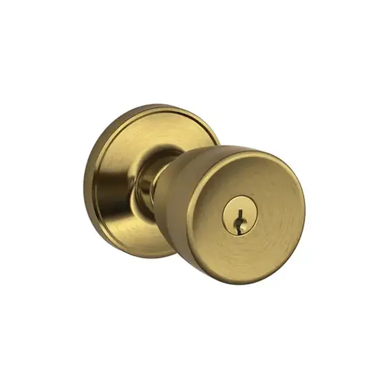 Schlage Residential J54VBYR609 Entry Lock Byron Knob with C Keyway; 16255 Latch and 10101 Strike Antique Brass Finish