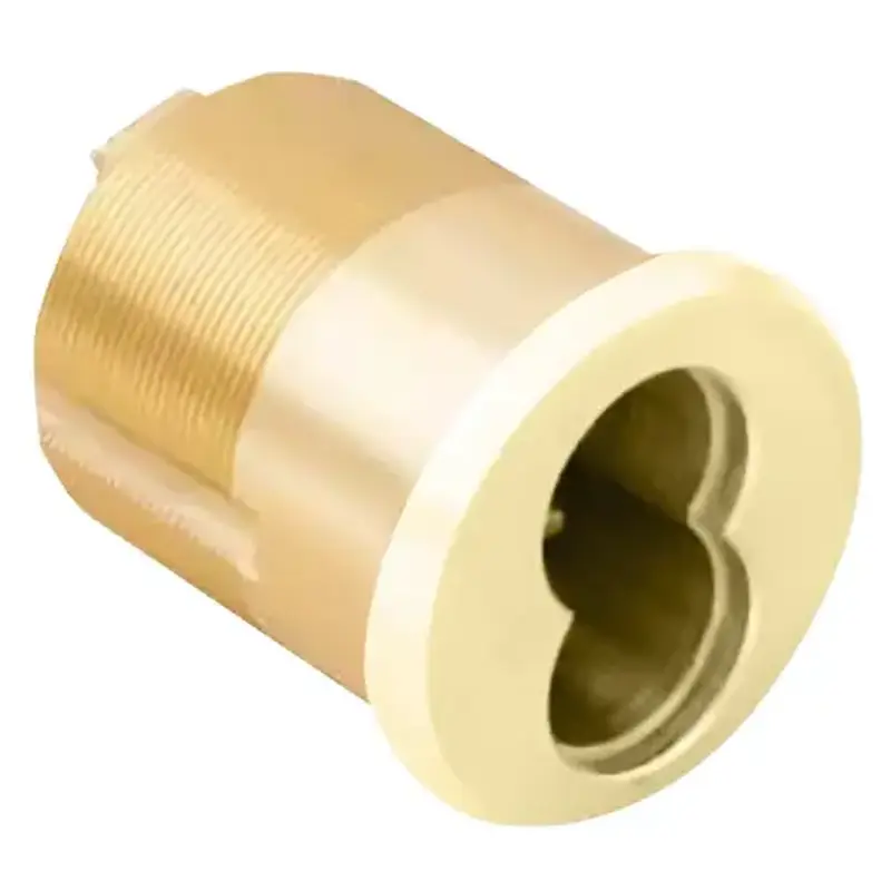 Kaba Ilco R28107-1-03 1-3/8" Thin Head Small Format Interchangeable 7 Pin Mortise Cylinder with Standard Cam Bright Brass Finish