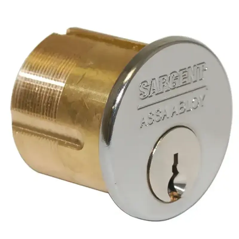 Sargent 43 LK 32D Mortise Cylinder 1-3/8", LK Keyway, 6-Pin, Cam, 1-Bitted, 2 Nickel Silver Keys, 630/US32D Stainless Steel