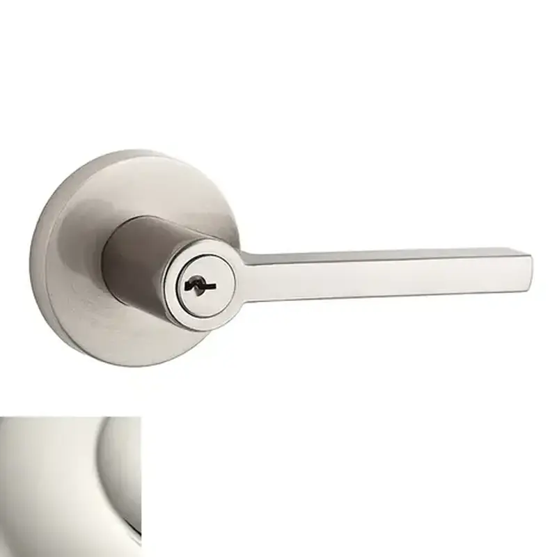 Baldwin Reserve ENSQUCRR055 Entry Square Lever and Contemporary Round Rose with 6AL Latch and Dual Strike Lifetime Bright Nickel Finish - 141 Finish Replaced by 055 *