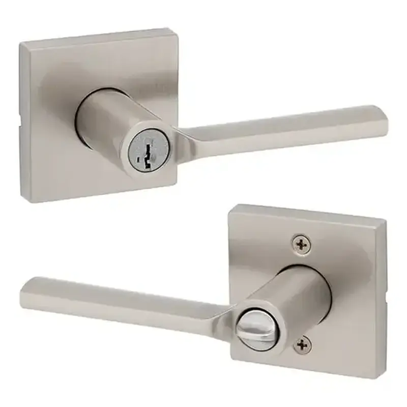 Kwikset 740LSL-SQT-15-SMT-6AL-RCS Lisbon Keyed Entry Lever Satin Nickel