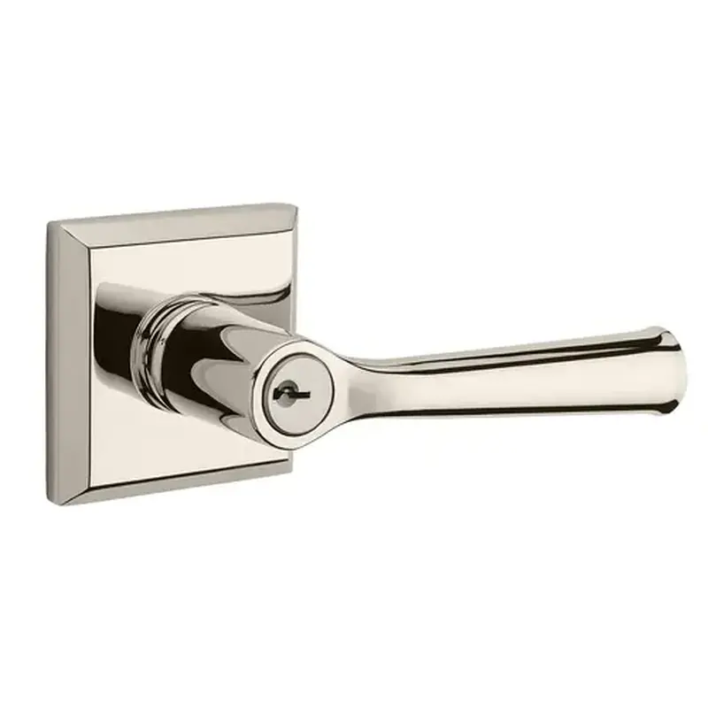 Baldwin Reserve ENFEDTSR055 Entry Federal Lever and Traditional Square Rose with 6AL Latch and Dual Strike Lifetime Bright Nickel Finish - 141 Finish Replaced by 055 *