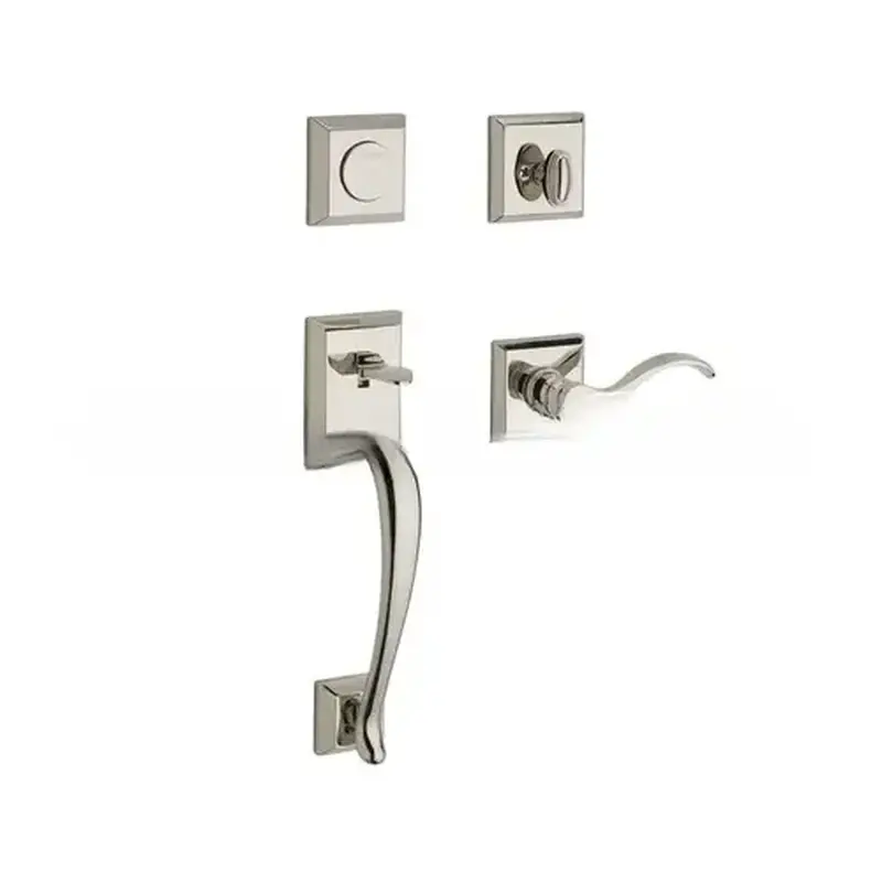 Baldwin Reserve FDNAPXCURLTSR055 Full Dummy Napa Handleset Left Hand Curve Lever and Traditional Square Rose Lifetime Bright Nickel Finish