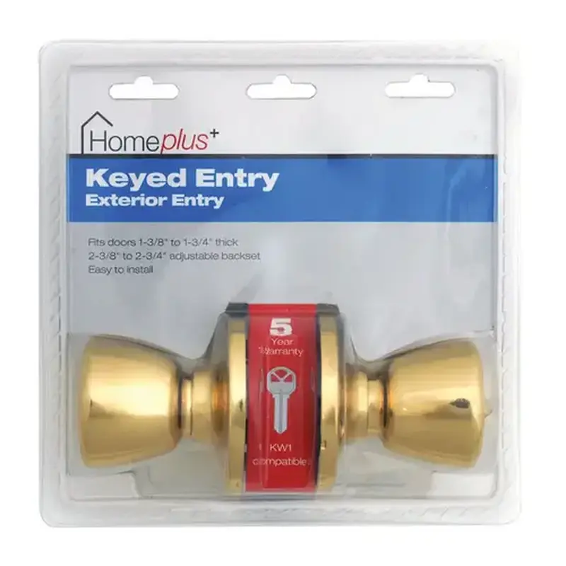 Home Plus LA2100 Entry Lockset Polished Brass 1-3/4" Polished Brass