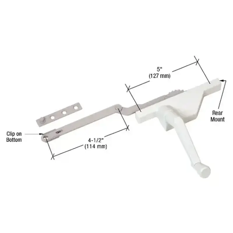 CRL EP23091 White Left Hand Dyad Casement Window Operator with 4-1/2" Link Arm