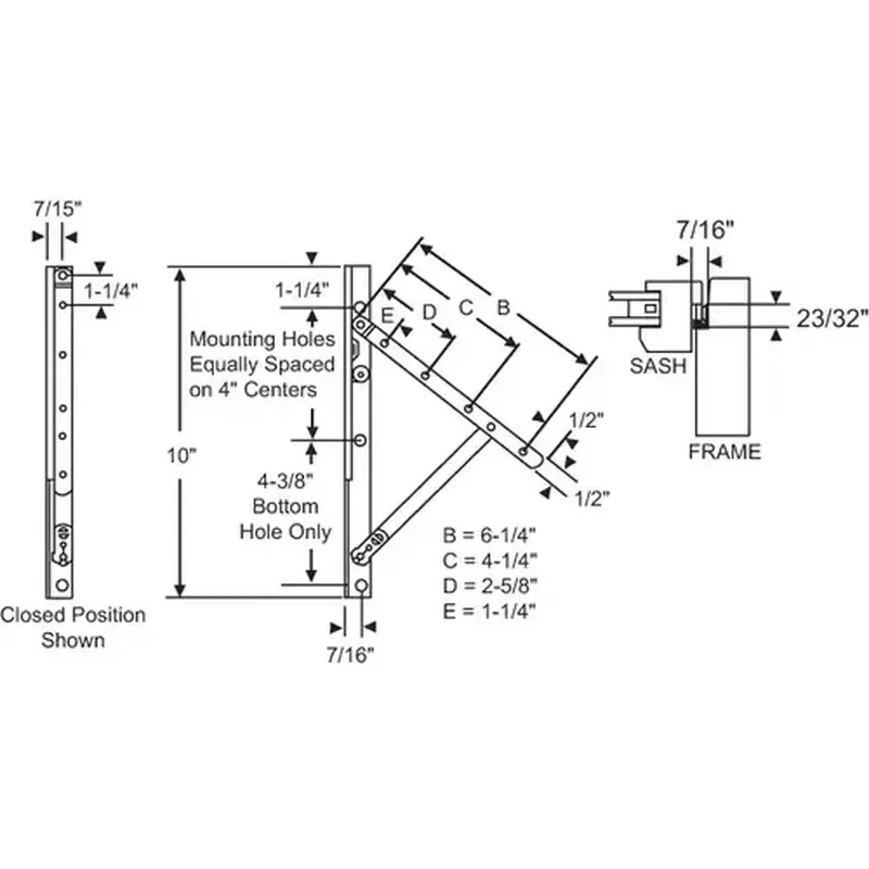 Brixwell 28-10-14rhss Truth Rh 10 Hinge Assembly ss Awning Stainless Steel