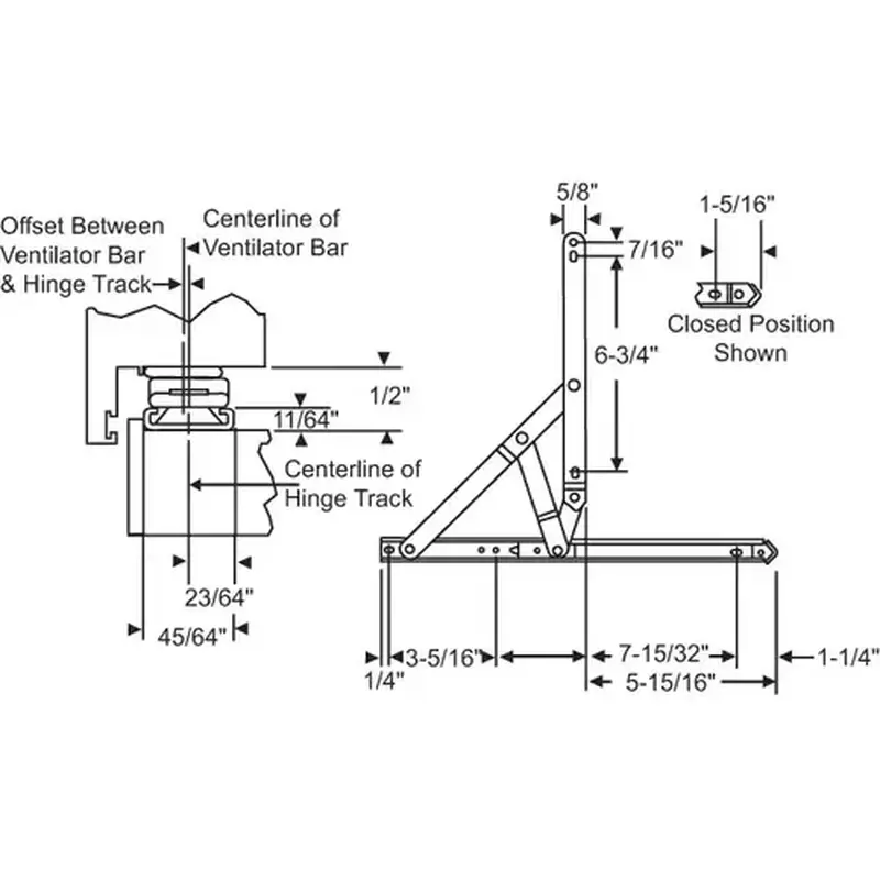 Brixwell 28-12-12-0 4 Bar Hinge Assembly with 90dg Stop Stainless Steel