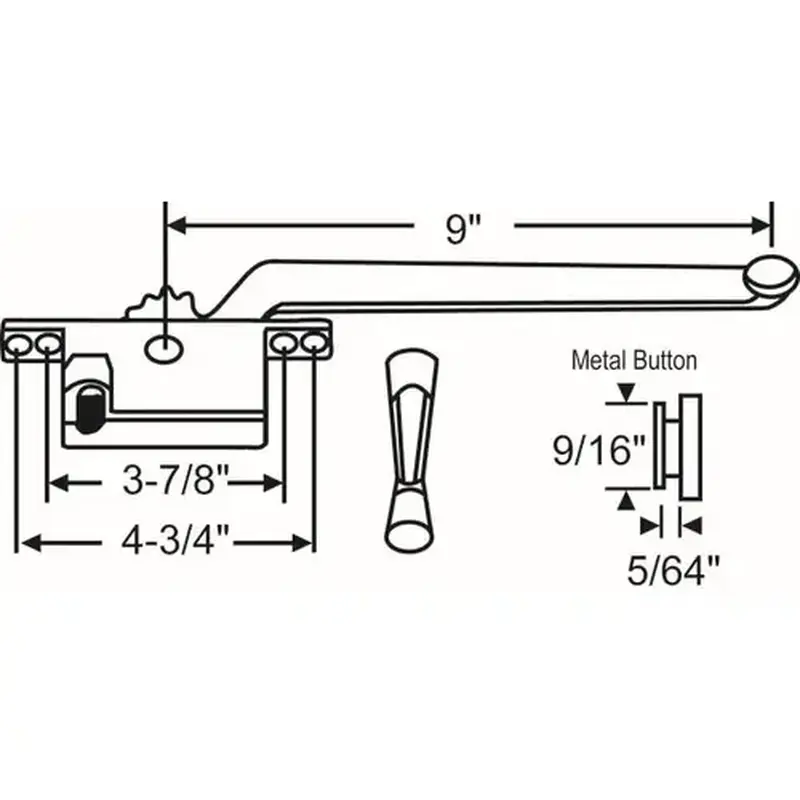 Brixwell 36-112 Casement Operator Assembly aluminum Handle Included cwo 1 L die Cast 3/in Hand Knobs