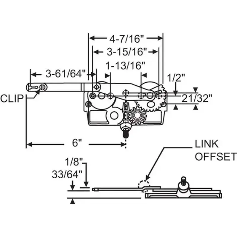 Brixwell 36-178 Dyad Arm Casement Operator truth Right Hand cwO-066-Rh bent Arm
