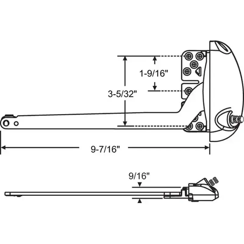 Brixwell 36-501W-xd X Drive Casement Operator for Vinyl Window White 9-1/2in Single Arm Length handle Sold Separate