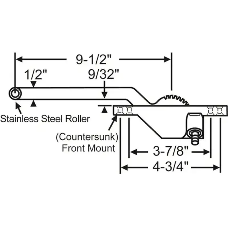 Brixwell 36-434-1 Single Arm Casement Operator bronze Truth Right Hand front Mount Stainless Steel roller 9-1/2in Arm Length