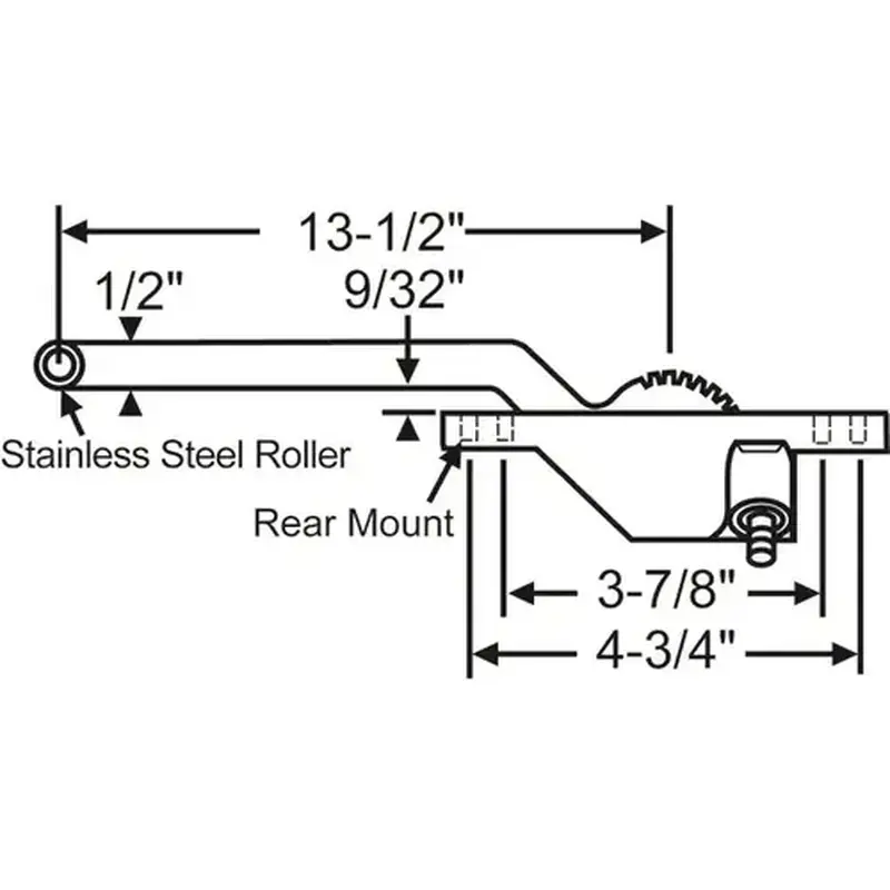 Brixwell 36-440-10 Single Arm Casement Operator black Truth Right Hand rear Mount Stainless Steel roller 13-1/2in Arm Length