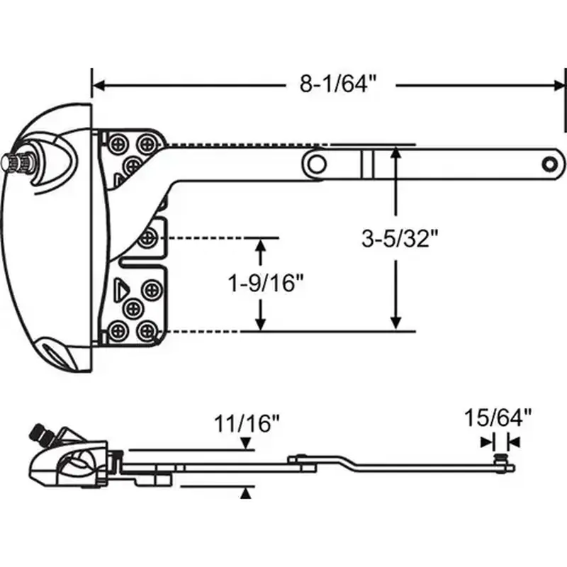 Brixwell 36-540lhW-xd Split Arm Casement Operator white Inverted handle Sold Separate notched For Wood Application