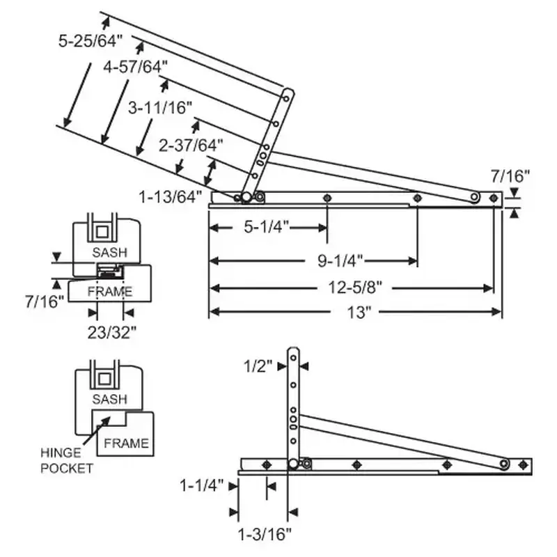 Brixwell 28-15-42 Concealed Hinge Assembly upper Left Lower Right 13in track Egress E-Gard