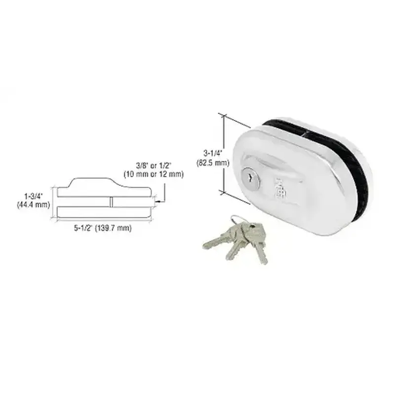 CRL 1NT685CH Chrome Glass Mounted Slip-on Patch Lock for Use with 3/8" Glass