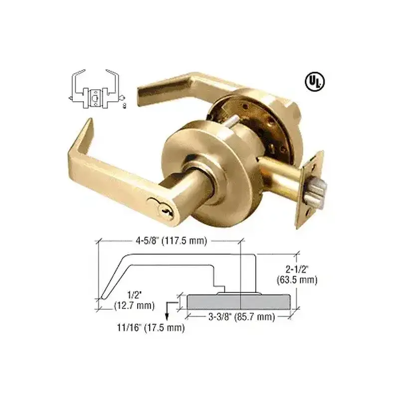 CRL D52ENTPB Polished Brass Heavy-Duty Grade 1 Lever Locksets Entrance - 7-Pin SFIC