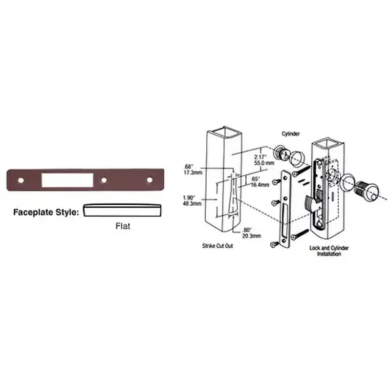 CRL DL2131DU Dark Bronze Flat Faceplate for DL2130 Series Hook Throw Deadlocks