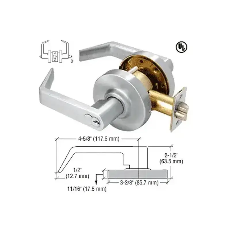 CRL D57ENT Brushed Chrome Heavy-Duty Grade 2 Lever Locksets Entrance - 7-Pin SFIC