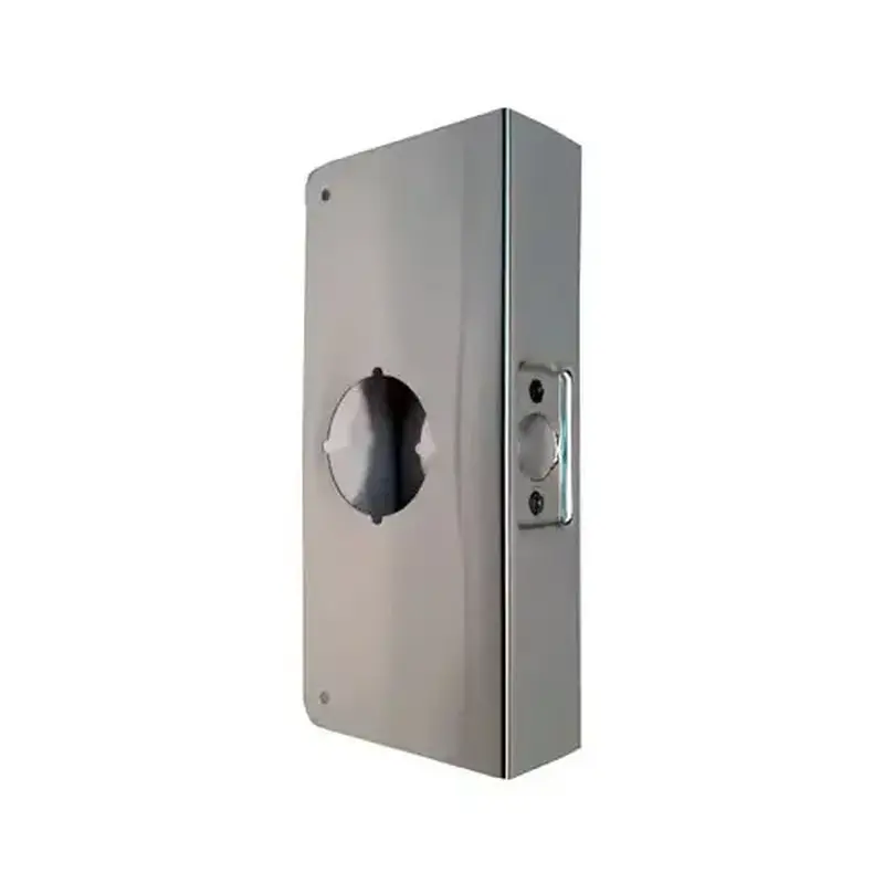 Don Jo 2-CW-S 2 S V 2-3/8" Backset 1-3/4" Door 4" x 9" Wrap Around Plate with Recessed Latch Area - Satin Stainless Steel