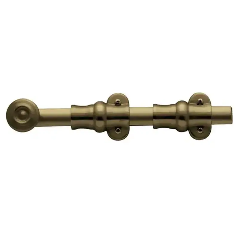 Baldwin 0380033 8" Ornamental Surface Bolt Vintage Brass Finish