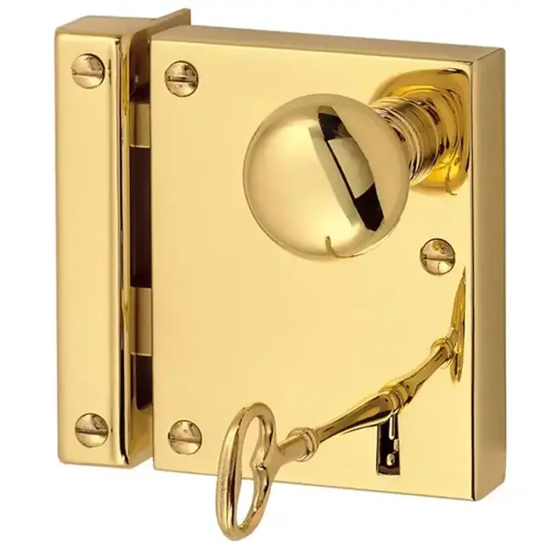 Baldwin 5602003L Left Hand Small Vertical Privacy Rim Lock Lifetime Brass Finish