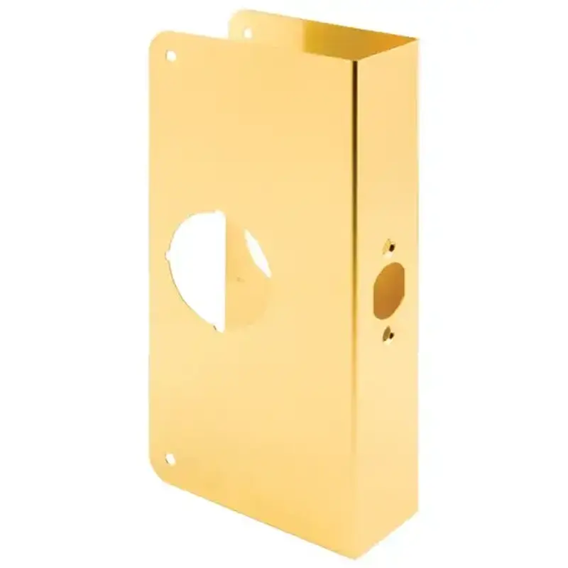 Prime-Line U 9541 Lock and Door Reinforcer, 2-3/8 in Backset, 1-3/4 in Thick Door, Brass, Brass, 9 in H, 3-7/8 in W